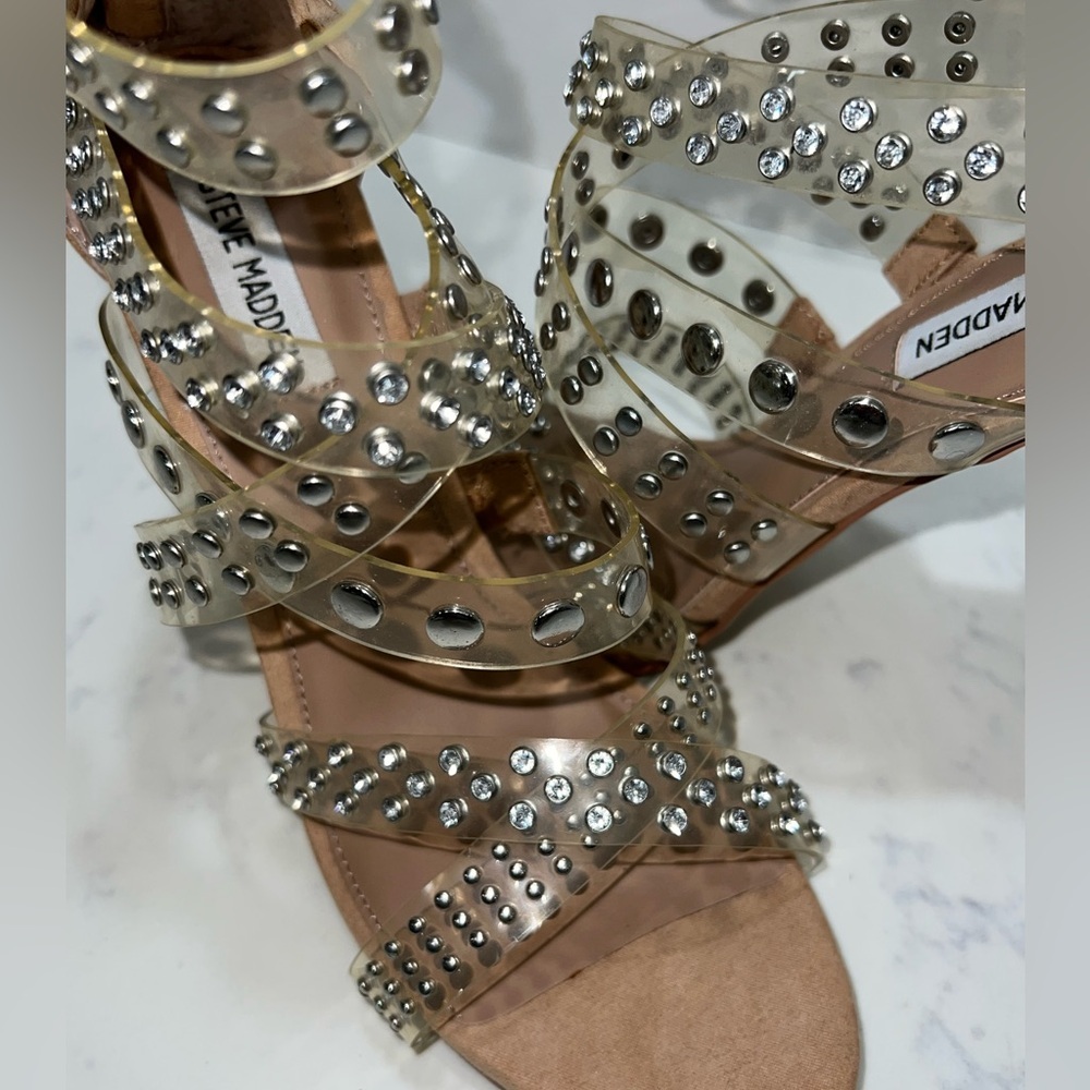 Steve Madden Tan Studded Stiletto Heels - Picture 8 of 16